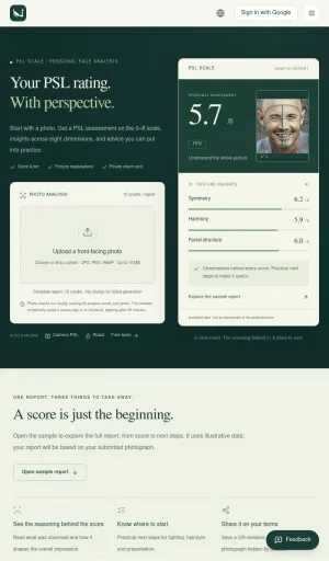 AI Facial Attractiveness Analysis and PSL Scale screenshot