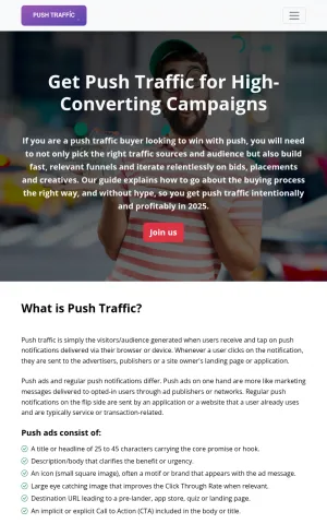 Push Traffic Buying Guide and Ad Campaign Tips screenshot