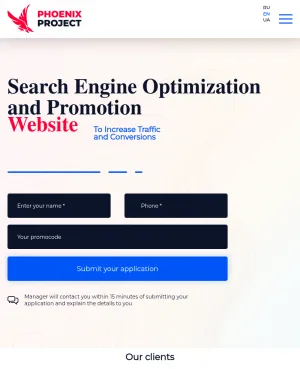 PhoenixProject SEO and Website Promotion Agency screenshot