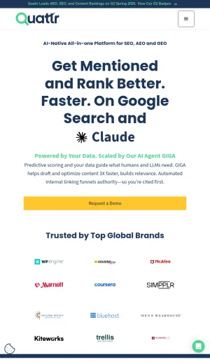 Quattr AI SEO, AEO, and GEO Platform screenshot