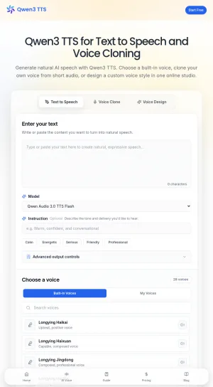 Qwen3 TTS AI Voice Studio screenshot