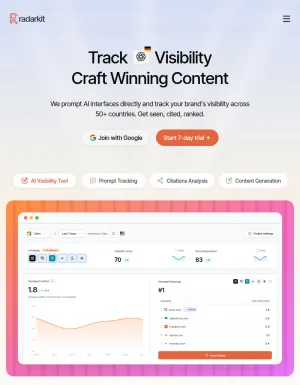 Radarkit AI Search Tracking and Content Optimization Software screenshot