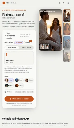 Raindance AI Photo to Video Generator for Trend Clips screenshot