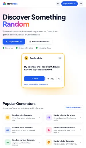RandNext Free Random Generator Tools screenshot