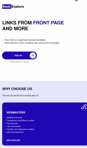 Rankexplore Backlink Marketplace for Paid Link Placement screenshot