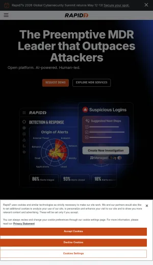 Rapid7 Cybersecurity Platform for Threat Detection and Exposure Management screenshot