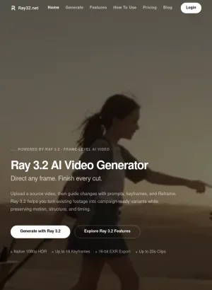 Ray 3.2 AI Video Generator for Cinematic Editing screenshot