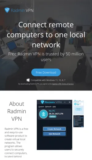 Radmin VPN: Free Virtual Private Network Software screenshot