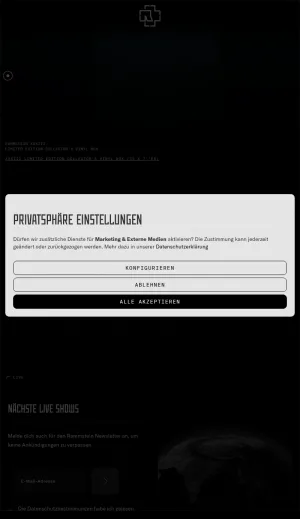 Rammstein Official Band Website screenshot