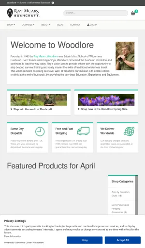 Ray Mears Woodlore Bushcraft Courses and Outdoor Equipment screenshot