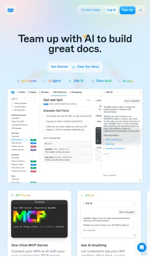 ReadMe API Documentation Platform for Developer Portals screenshot