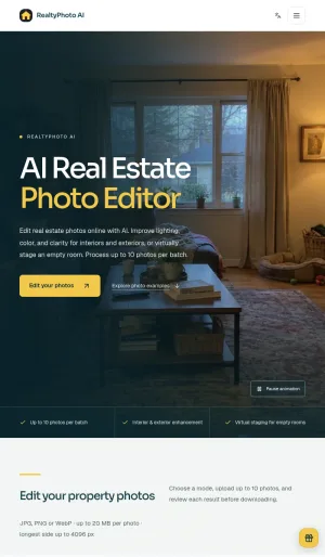RealtyPhoto AI Real Estate Photo Editing and Virtual Staging screenshot