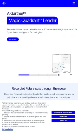 Recorded Future Cyber Threat Intelligence Platform screenshot