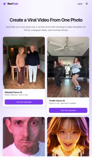 ReelTada AI Photo to Vertical Video Generator screenshot