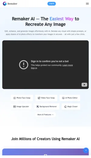 Remaker AI Image Editing and Generation Platform screenshot