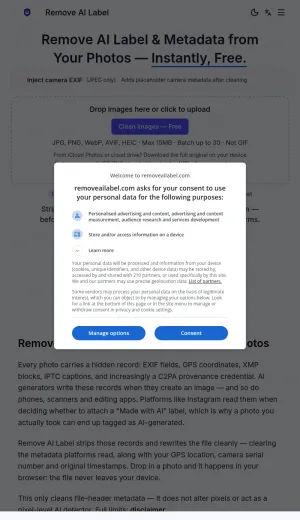 Remove AI Label Tool for AI Mark and Metadata Cleanup screenshot