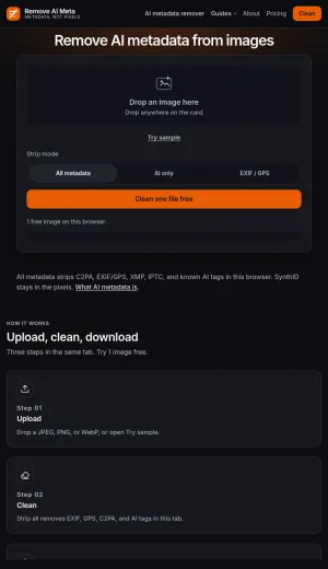 Browser-Based Image Metadata Remover screenshot