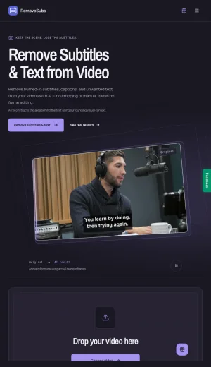 RemoveSubs AI Video Text and Subtitle Remover screenshot