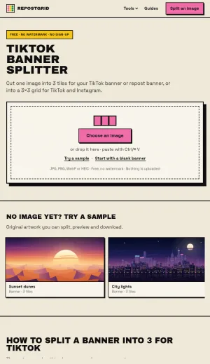 TikTok Banner Splitter and Social Media Grid Maker screenshot