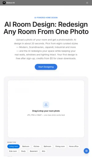 Redocor AI Room Design and Virtual Makeover Software screenshot