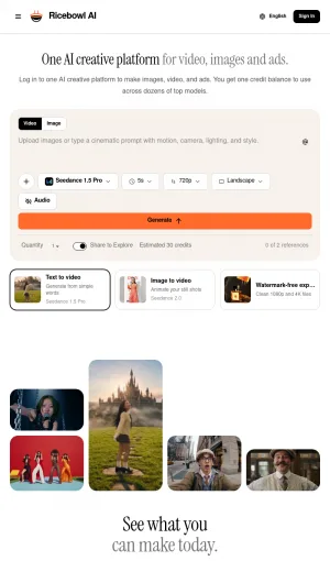 Ricebowl AI Video, Image, and Ad Creative Generator screenshot