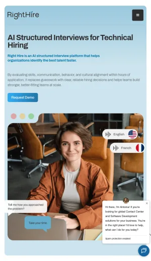 Right Hire AI Structured Interview Platform for Technical Hiring screenshot