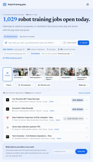 Robot Training and Operator Job Board screenshot