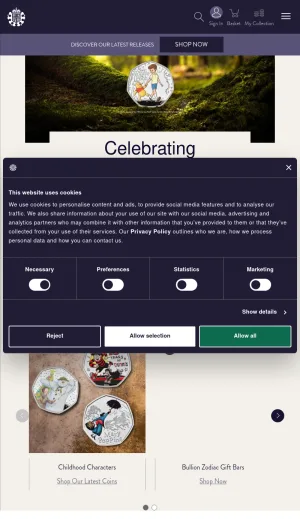 The Royal Mint Shop for Coins, Bullion, Medals and Collectibles screenshot