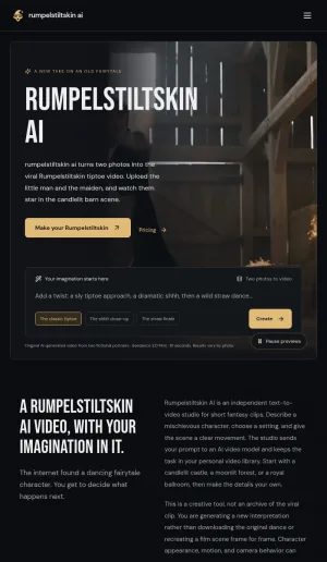 Rumpelstiltskin AI Fairytale Video Generator screenshot