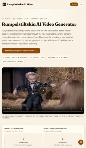 Rumpelstiltskin Meme AI Video Generator screenshot