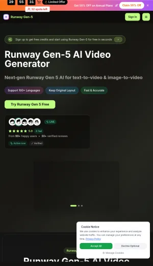 Runway Gen-5 AI Video Generator screenshot