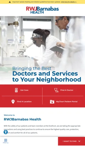 RWJBarnabas Health Academic Medical System in New Jersey screenshot