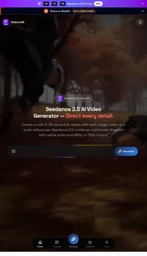 Seedance AI Video Generator and Editing API screenshot