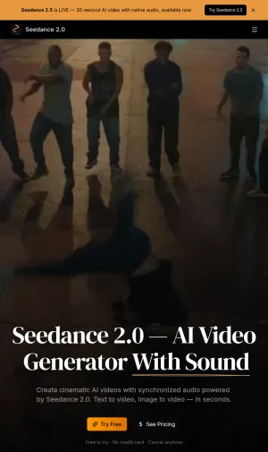 Seedance 2.0 AI Cinematic Video Generator screenshot