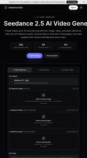 Seedance 2.5 AI Video Generator and Editing Tool screenshot