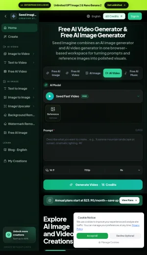 Seed Imagine AI Image and Video Generator screenshot