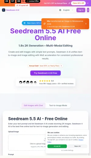 Seedream 4 AI Image Generator and Editor screenshot
