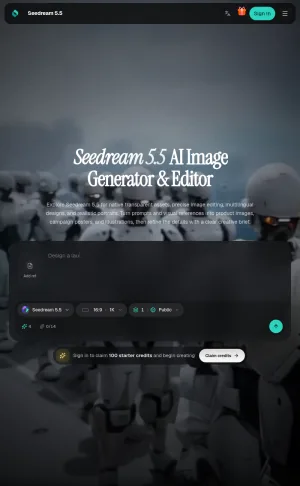 Seedream 5.5 AI Image Generator and Editor screenshot