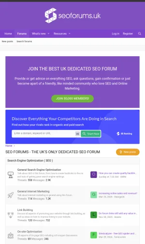 UK SEO and Online Marketing Forum screenshot