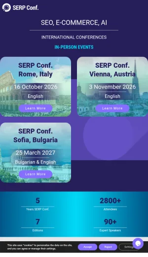 SERP Conf. SEO, E-commerce, AI and Digital Marketing Conference screenshot