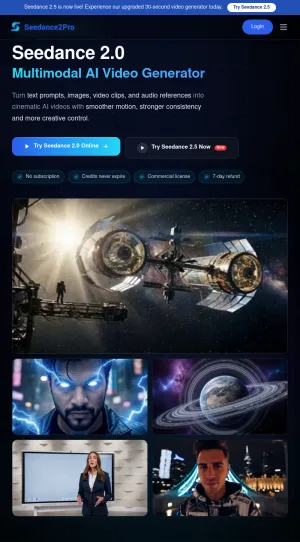 Seedance AI Video Generator for Text, Images, Audio, and Clips screenshot