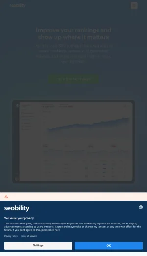 Seobility SEO Software and Website Optimization Platform screenshot