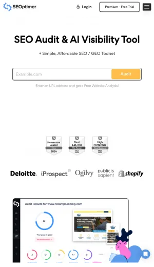 SEOptimer SEO Audit and AI Visibility Analysis Platform screenshot