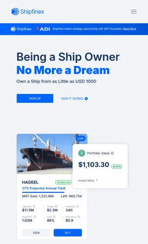 Shipfinex Commercial Ship Investment Platform screenshot