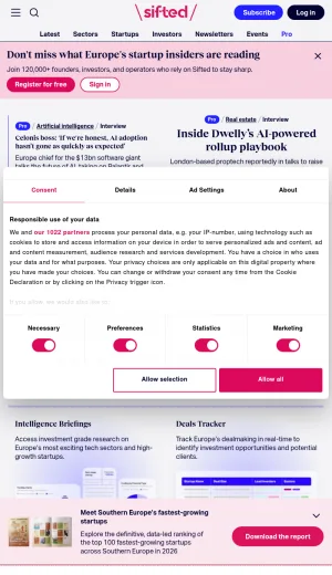 Sifted European Startup News and Analysis screenshot