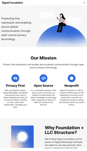 Signal Foundation for Private Communication and Open Source Privacy screenshot