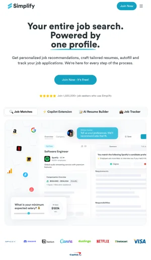 Simplify Job Search and Application Tracker screenshot