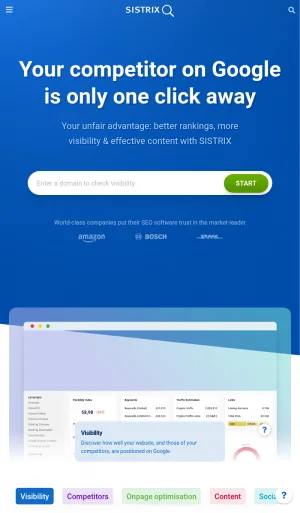 SISTRIX SEO Toolbox and Visibility Analysis Platform screenshot