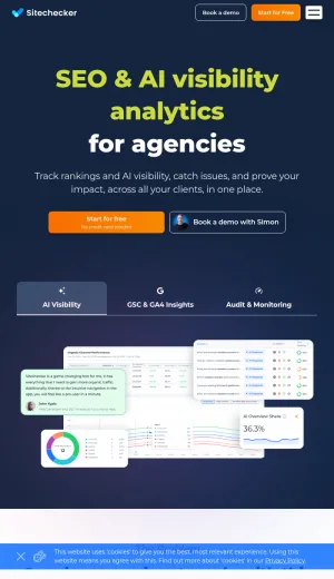 Sitechecker SEO Analytics and AI Visibility Platform screenshot