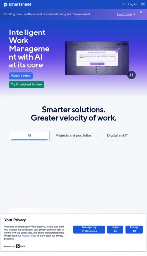 Smartsheet Intelligent Work Management Platform screenshot